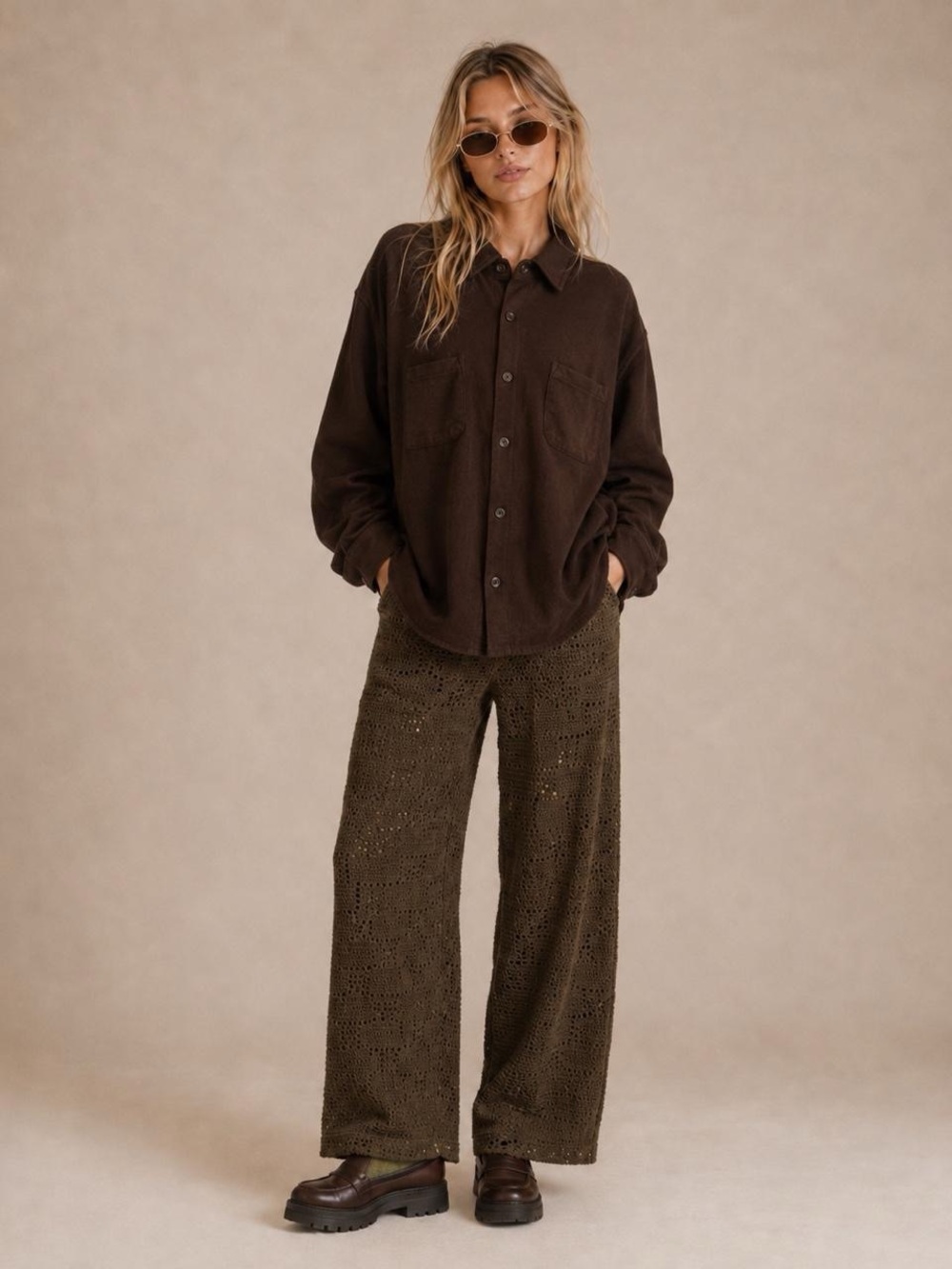 Chocolate collard button down